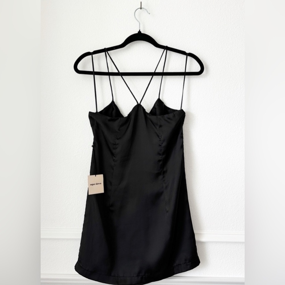 Superdown Alexis Satin Slip Mini Dress in Black sz XS - Picture 5 of 8